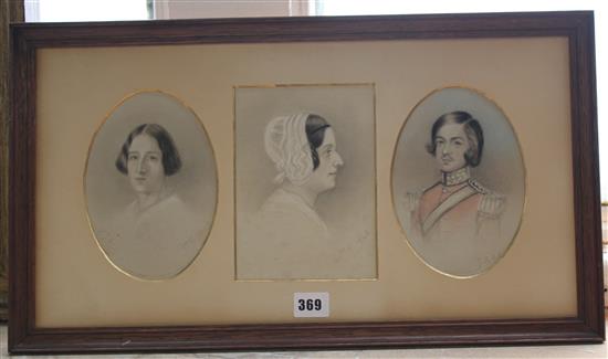 3 Victorian pastel portraits